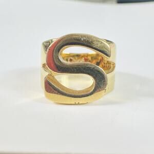 Chloe Yellow Gold Plated S Initial Cocktail Ring Size 7 Made In Italy Designer